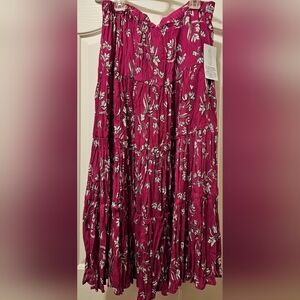 NWT Woman Within pink Flower Crinkle Skirt